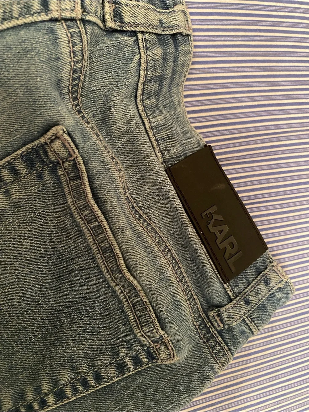 Karl Lagerfeld Light Blue Denim girl Shorts with Cat Patch size 16